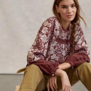 Anthropologie Cleobella Rafia Lace Floral Blouse Tunic Medium